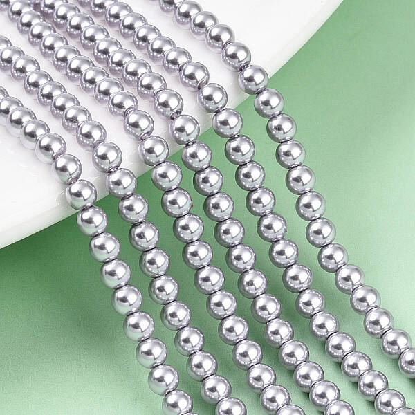 Baking Painted Pearlized Glass Pearl Bead Strands