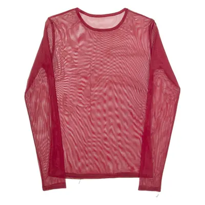 Mesh Womens Top Red Long Sleeve S