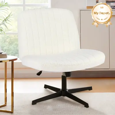 [DEAL] Armless Swivel Office Desk Chair with Criss Cross Legs - Height Adjustable Wide Seat Computer Task Chair for Home Offi...