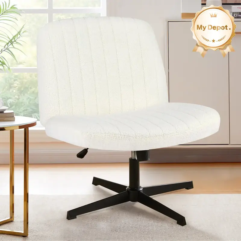 [DEAL] Armless Swivel Office Desk Chair with Criss Cross Legs - Height Adjustable Wide Seat Computer Task Chair for Home Offi...
