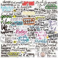 Inspirational Words Series Sticker, 50pcs Waterproof Sticker Pack for Wall Water Bottle Skateboard Helmet Car Bike Luggage La...