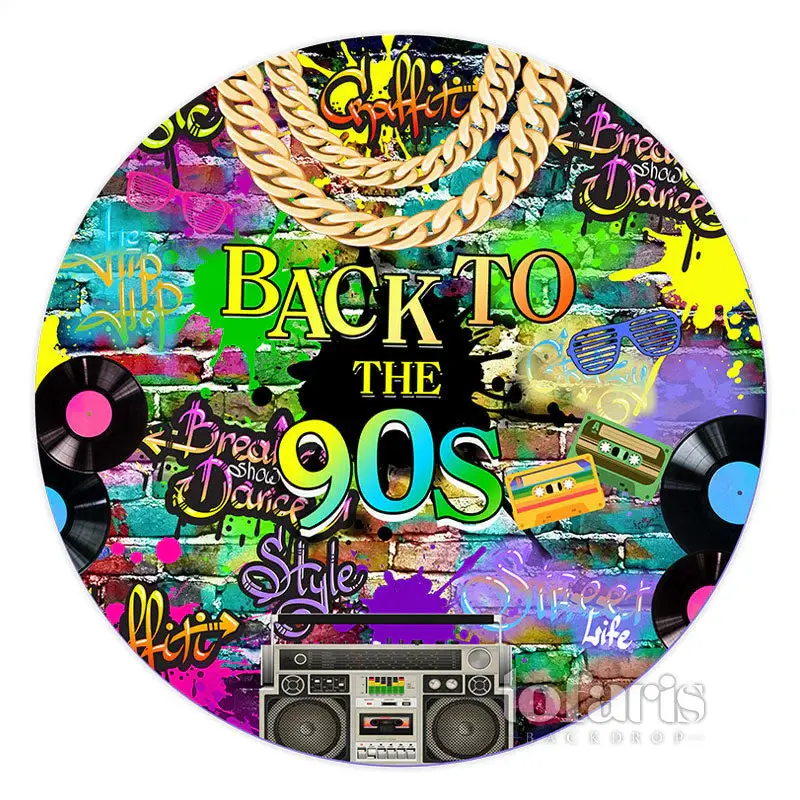 Aperturee Hip Hop Graffiti Wall 90S Themed Round Birthday Backdrop | Wall Backdrop For Party | Custom Backdrop For Party | Pa...