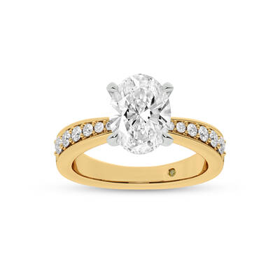 Rome Classic Pavé Set Oval Lab Grown Diamond Engagement Ring | 18K Yellow Gold 2 7/8 CT. TW.