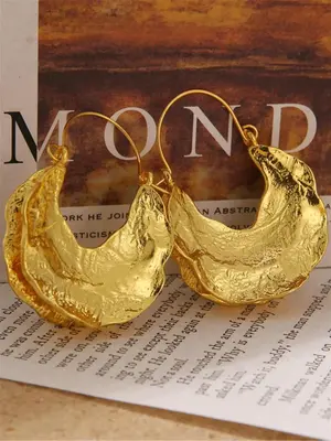 Vintage Texture Metal Design Hoop Earrings (1 Pair), Fashionable Jewelry for Women, Daily Ear Decor, Trendy All-match & Exqui...