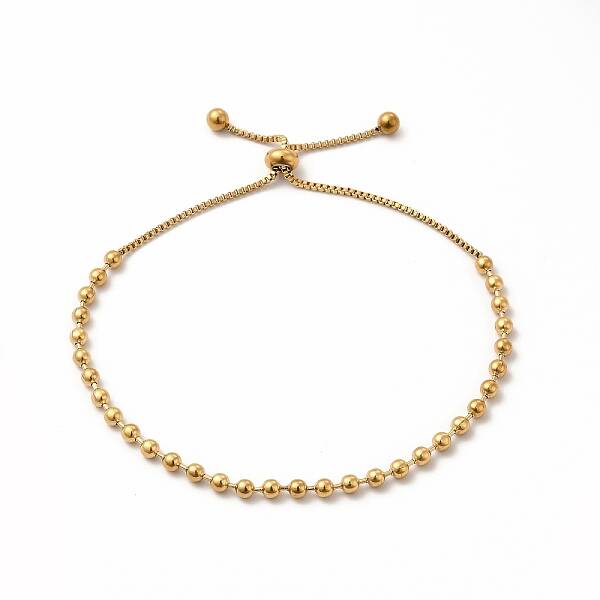 Ion Plating(IP) 304 Stainless Steel Ball Chains Slider Bracelet for Women