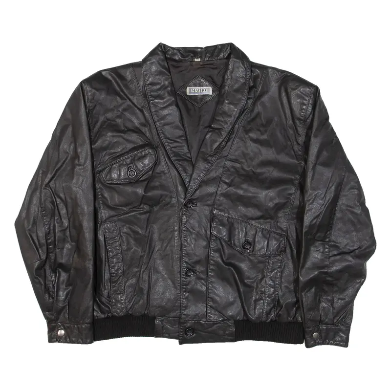 MACHO Mens Jacket Black Leather L