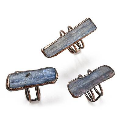 Natural Kyanite/Cyanite/Disthene Twist Rectangle Adjustable Rings