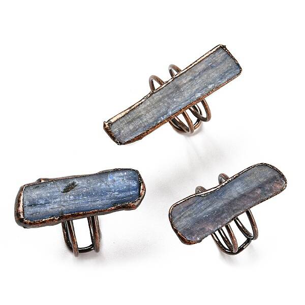 Natural Kyanite/Cyanite/Disthene Twist Rectangle Adjustable Rings