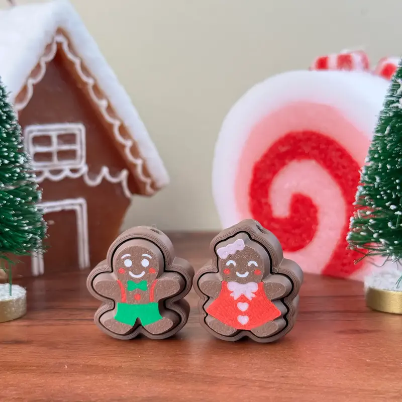 Gingerbread Clicker/Fidget Keychain great for Stress Relief Cute characters multiple options women