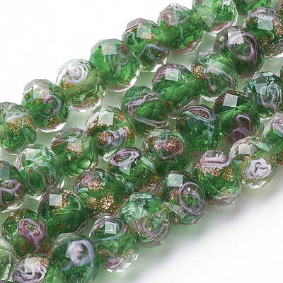 Handmade Gold Sand Lampwork Beads Strands