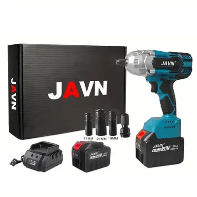 JAVN 20V 1000N.m Brushless Electric Impact Wrench, 1 Set Cordless Impact Wrench, Heavy Duty Impact Wrench for Car Tires, Pow...