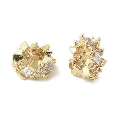 Brass Micro Pave Cubic Zirconia European Beads