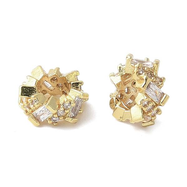 Brass Micro Pave Cubic Zirconia European Beads
