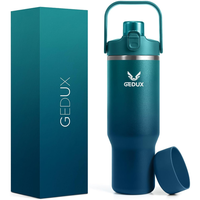 GEDUX 40oz Stainless Steel Tumbler with Handle and Straw, Vacuum Insulated Water Bottle with 2-in-1 Lid (Chug Lid/Straw Lid) ...