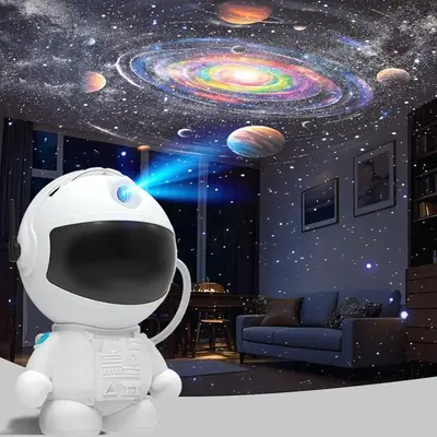 Astronaut Night Light Projector with 12 Interchangeable Film Slides - USB Powered Galaxy & Star Projection for Kids Bedroom, ...