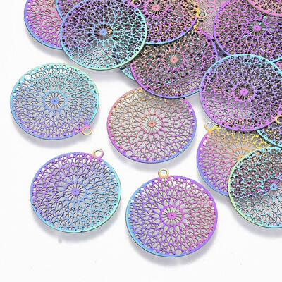 Ion Plating(IP) 201 Stainless Steel Filigree Pendants