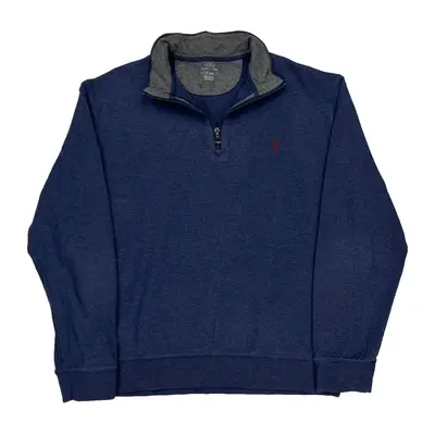 Polo By Ralph Lauren 1/4 Zip - Large Blue Cotton Blend