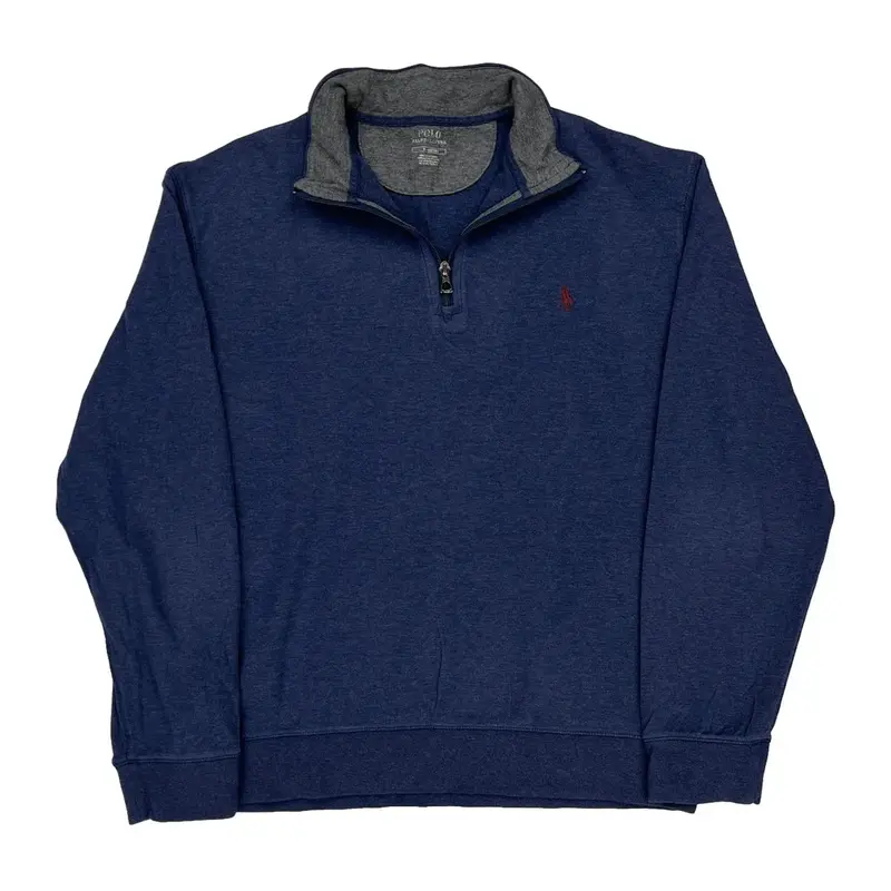 Polo By Ralph Lauren 1/4 Zip - Large Blue Cotton Blend