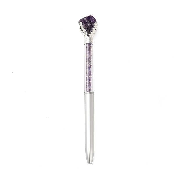 Raw Natural Amethyst Chip on Top Ball-Point Pen