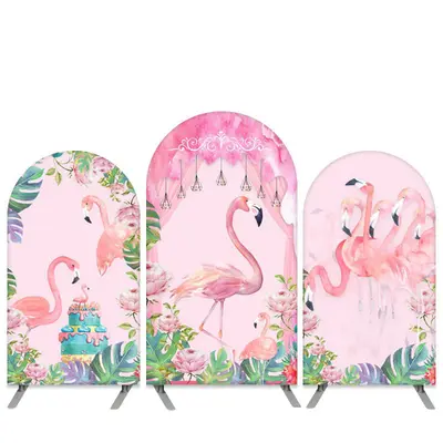 Aperturee Pink Flamingo Theme Happy Birthday Arch Backdrop Kit | Custom Chiara Arched Covers | Chiara Wall Backdrop Diy | Cir...