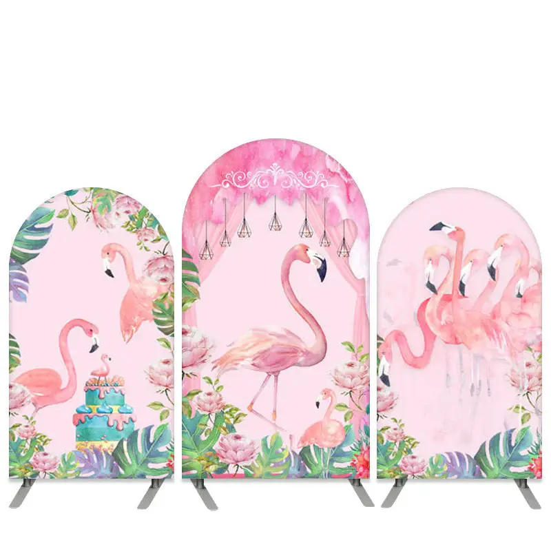 Aperturee Pink Flamingo Theme Happy Birthday Arch Backdrop Kit | Custom Chiara Arched Covers | Chiara Wall Backdrop Diy | Cir...