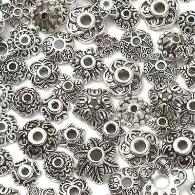 100Pcs 20 Styles Tibetan Style Alloy Bead Caps