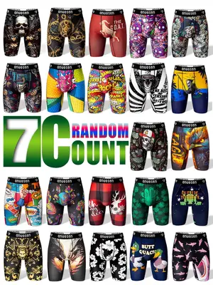 Random Color Men's All Over Print Boxer Brief, Casual Style Comfy Breathable Underwear for Daily Wear, Mens Underwear for All...