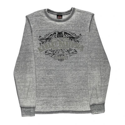 Orange County Harley Davidson Graphic Long Sleeve T-Shirt - XL Grey Cotton Blend