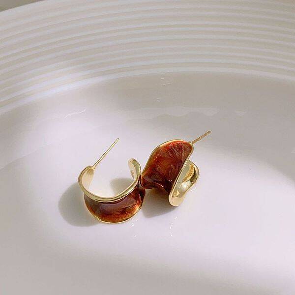 Brass Enamel Stud Earrings