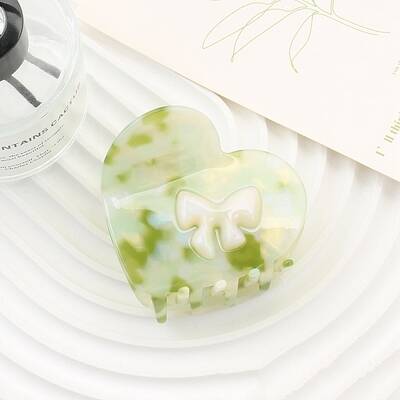 Heart with Bowknot Cellulose Acetate(Resin) Claw Hair Clips