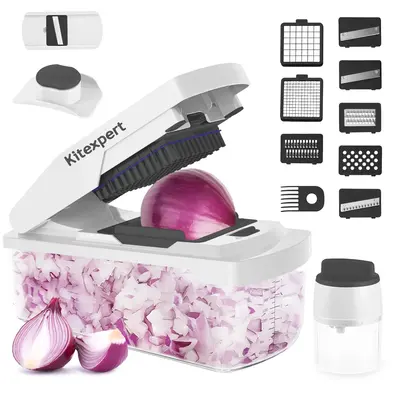 [LaborDay]KitExpert New Veggie Chopper(Faster Mealprep&Cleaning), All in One Mandoline, Multifunctional Food/Vegetable Choppe...