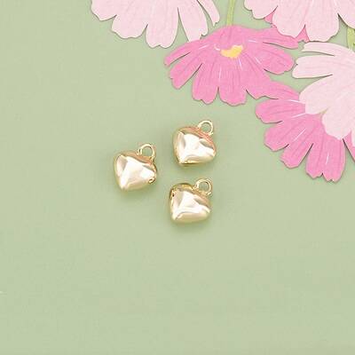 Three-Dimensional Heart Brass Pendants