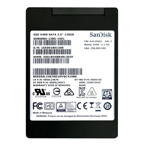 SD8SB8U-128G-1001 SanDisk X400 128GB SATA 2.5-Inch Solid State Drive