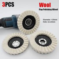 3pcs 5inch Wool Polishing Wheels Buffing Pads Angle Grinder Accessories Grinding Disc forMetal Glass Ceramic Polishing