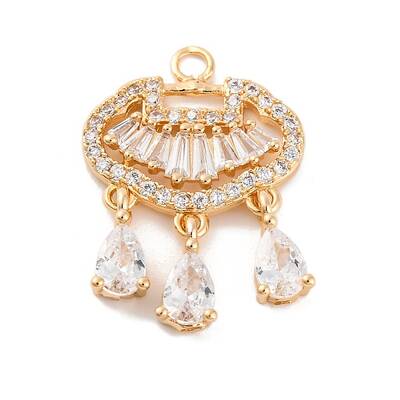 Brass Micro Pave Clear Cubic Zirconia Pendants