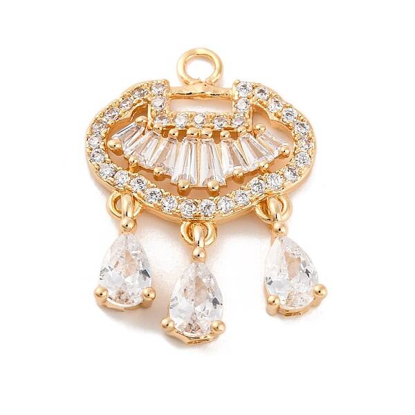 Brass Micro Pave Clear Cubic Zirconia Pendants