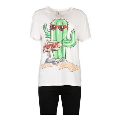 Moschino Swim  Graphic T-Shirt - Medium White Cotton