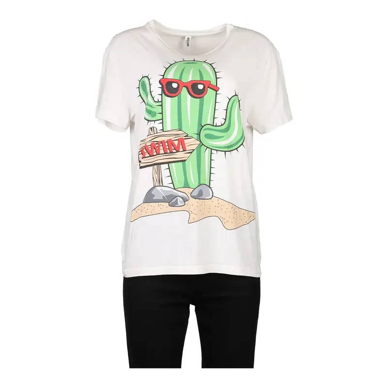 Moschino Swim  Graphic T-Shirt - Medium White Cotton