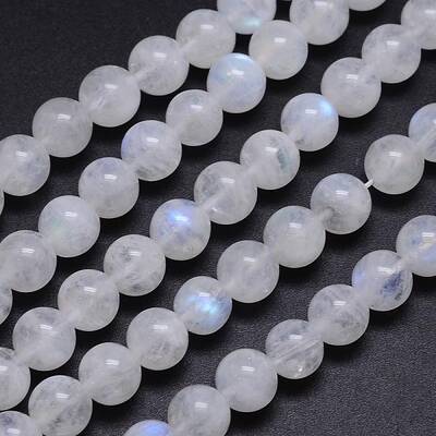 Natural Rainbow Moonstone Round Bead Strands