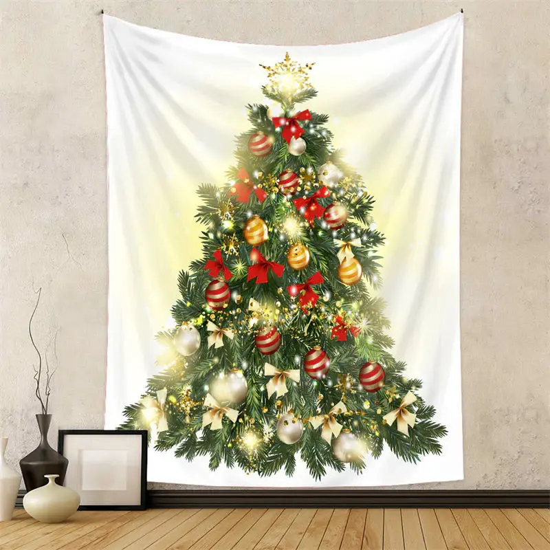 Bow Tie Christmas Tree Balls Glitter Wall Tapestry - Aperturee