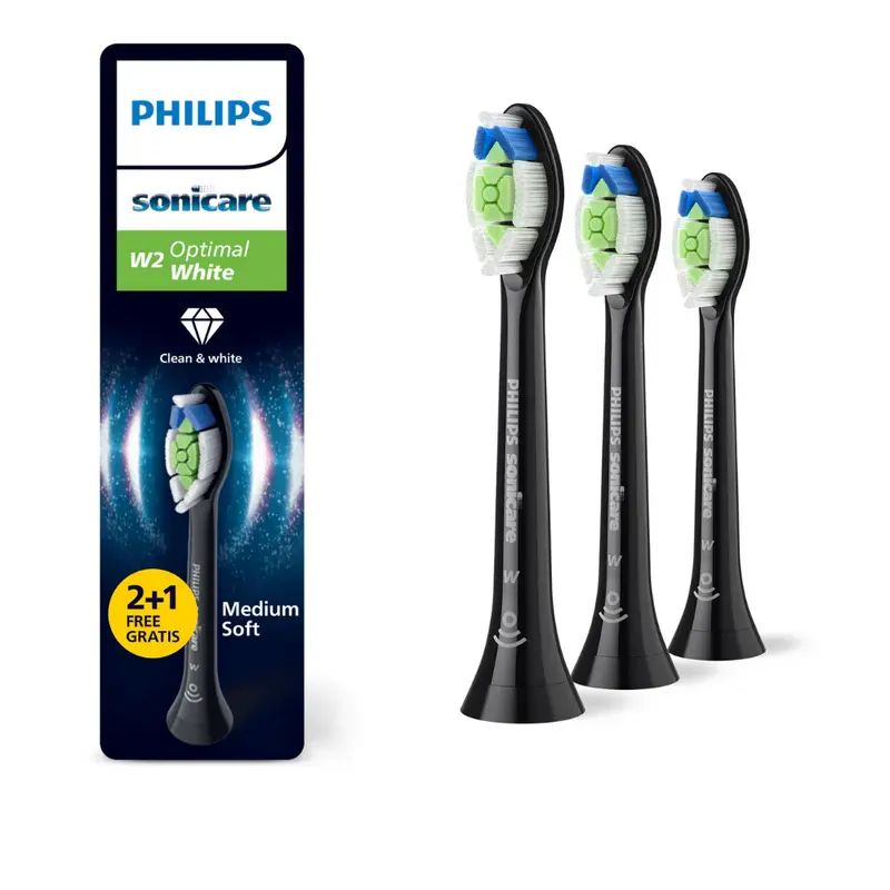 Philips Sonicare Toothbrush Heads Black Optimal White W2 HX6063/88 x2+1