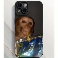 Monkey Sipping Caprisun mobile phone case, anti-drop and shockproof mobile phone case in summer is suitable for iPhone16proma...