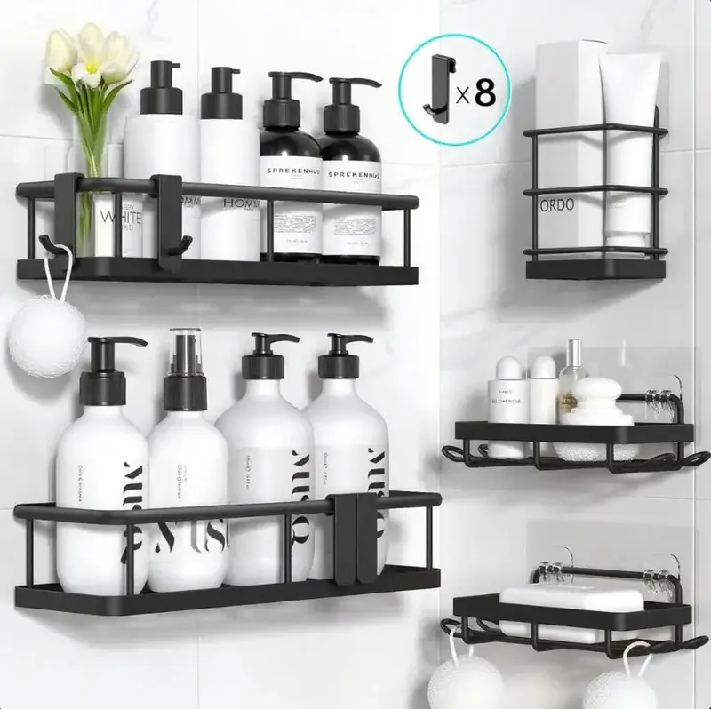 5/3 Pack Straight Shower Caddy,Bathroom Accessories Storage Rack,Rust Proof Stainless Steel,No Drill Storage Organizer for Ho...