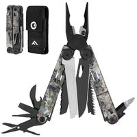 FLISSA Multitool,Multi Tool Pocket Knife with Sheath, Stainless Steel EDC Multitool Pliers for Men, Camo All-in-One Tools for...