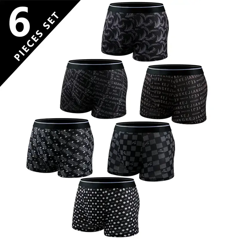 [6Pcs/Pack]Fashionable Underwear print, Stretchy Boxer Briefs, Moisture Transferring,Soft and Comfortable,Quick Drying and Br...
