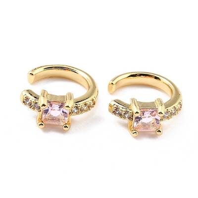 Brass Micro Pave Cubic Zirconia Cuff Earrings