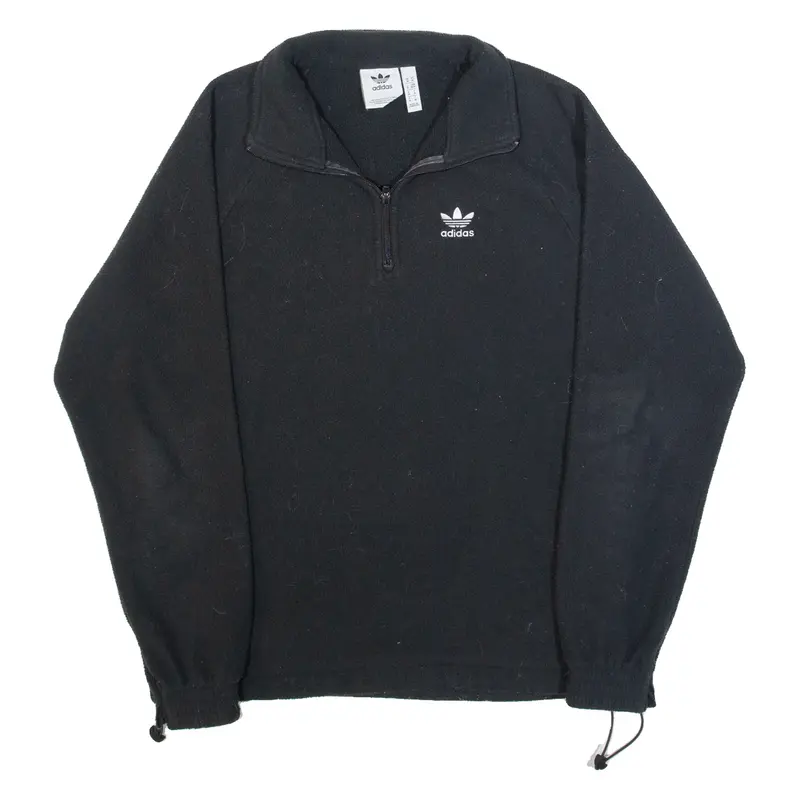 ADIDAS Mens Fleece Black 1/4 Zip Tight Knit M
