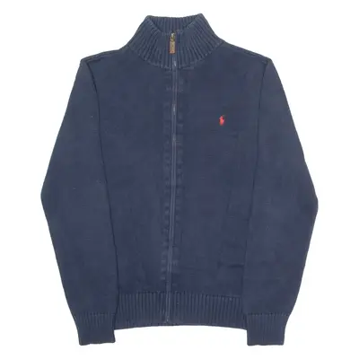 POLO RALPH LAUREN Boys Jumper Blue High Neck Tight Knit XL