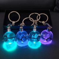 Customize 3D Pokemon Crystal LED Laser Engraved Keychain Crystal Pokeball Keychain 30MM Picachu Crystal Keying Pokemon Gifts,...