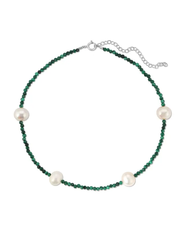 Grady Anklet - Multiple Colors | Metal Color: Silver | Gemstone: Malachite